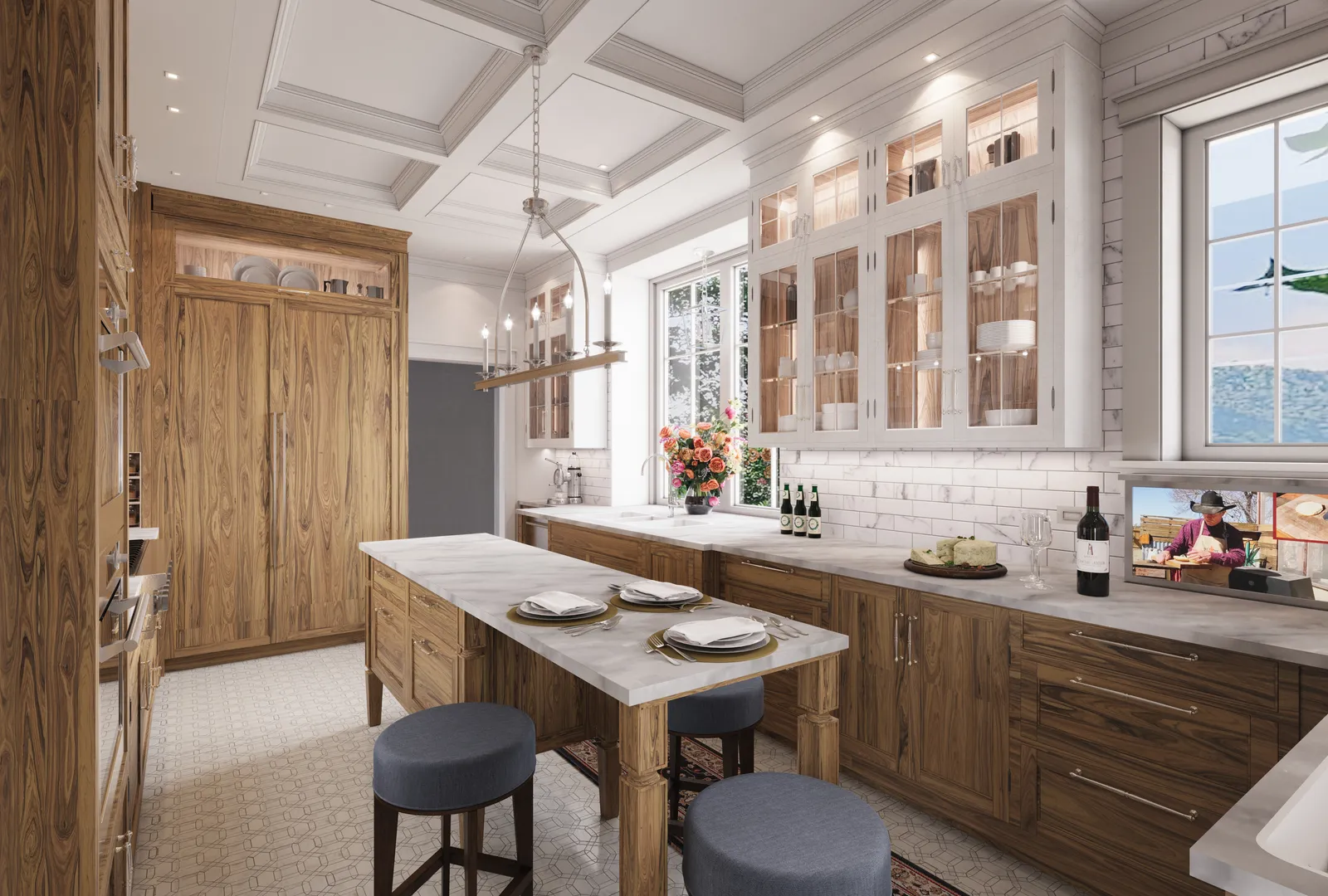 Natural oak version seen toward the pantry wall