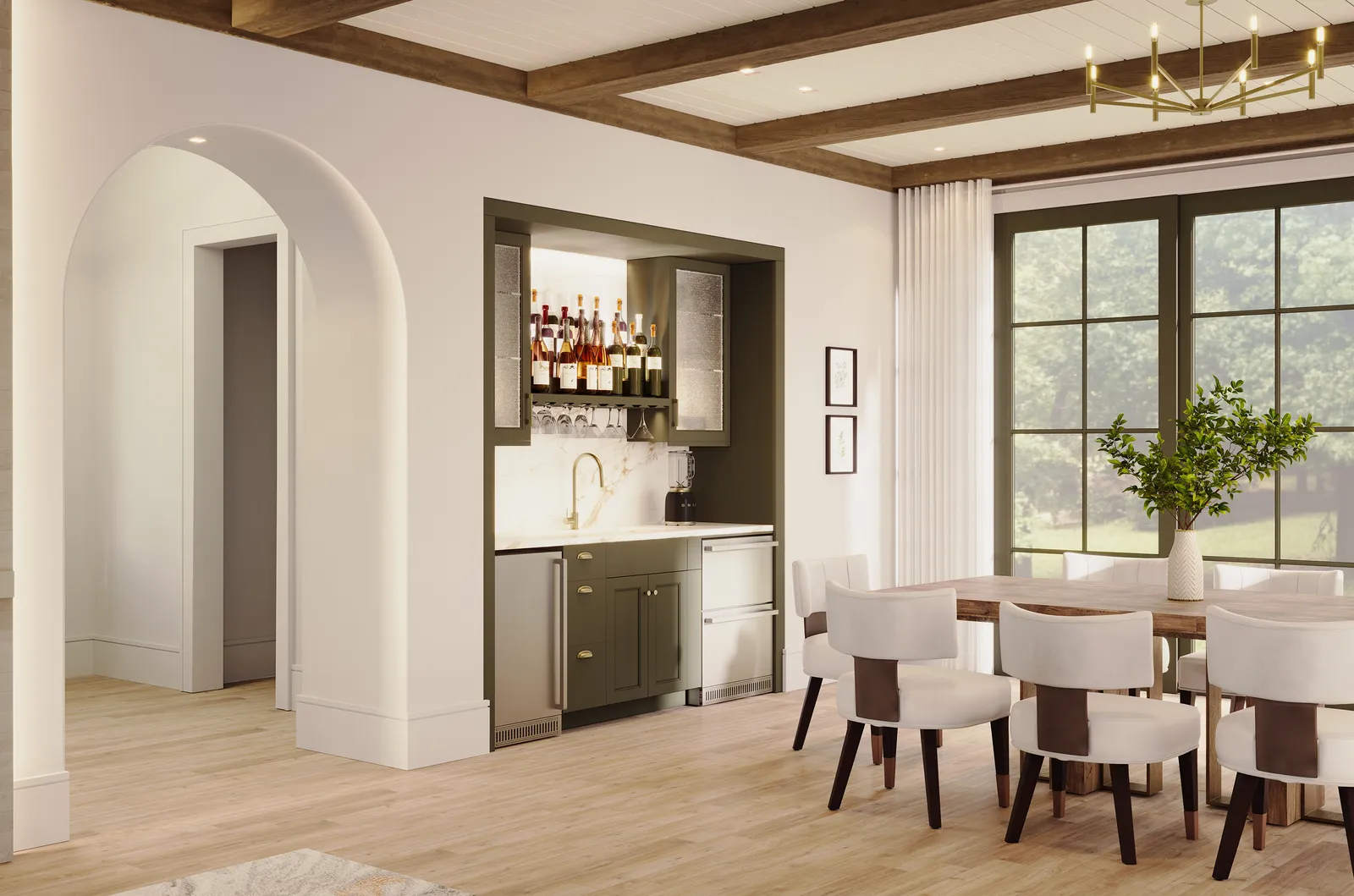 Wet bar beside the dining area