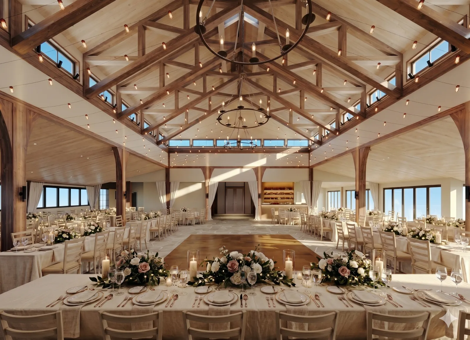 Head table and dance floor in daylight